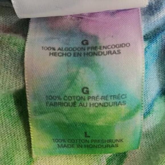 Upcycled Custom Tie Dye Colorful Swirl Cedar Point Fringe T-Shirt Sz Large - Picture 3 of 6